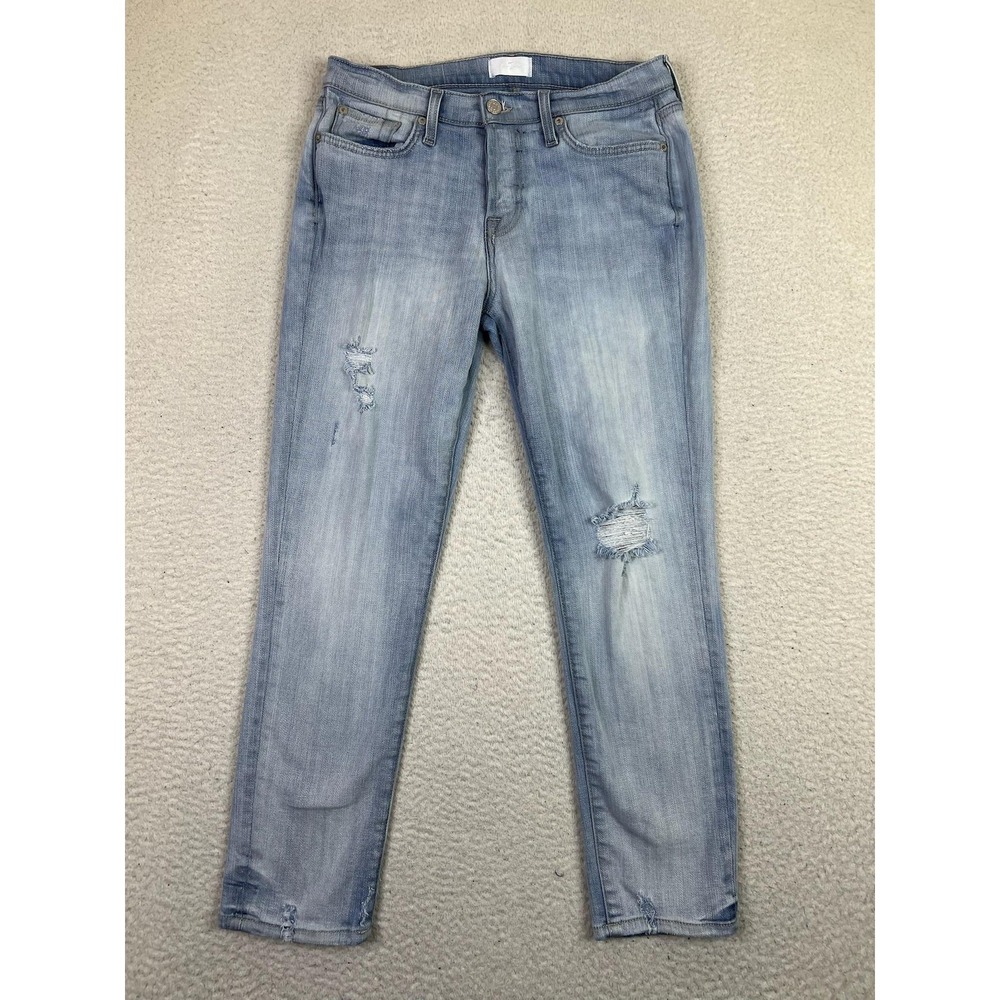 7 For All Mankind Jeans Womens 26 Light Blue Josefina Distressed Boyfriend Denim